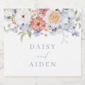 美しい植物性フローラ水の色結婚の数 スパークリングワインラベル (シングルラベル)