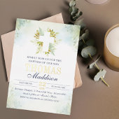 美しい植物性ホワイトクロスバプテスマ 箔招待状