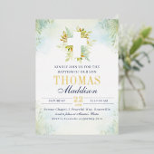 美しい植物性ホワイトクロスバプテスマ 箔招待状 (立ち正面)