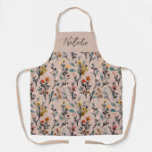 美しい植物性モノグラムピンクエレガントかわいい エプロン (正面)