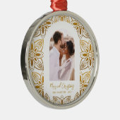 美しい植物性結婚したクリスマス写真アーチ メタルオーナメント (右)