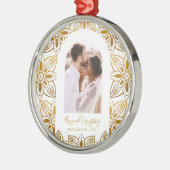 美しい植物性結婚したクリスマス写真アーチ メタルオーナメント (左)