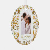 美しい植物性結婚したクリスマス写真アーチ メタルオーナメント (正面右)