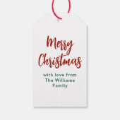 美しい植物模様グリーンレッドクリスマス ギフトタグ (裏面)