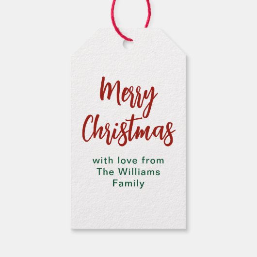 美しい植物模様グリーンレッドクリスマス ギフトタグ (裏面)