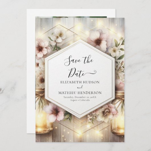 美しい植物石結婚工の瓶 セーブザデート (正面/裏面)