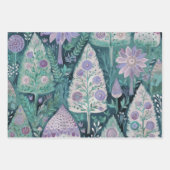 美しい植物紫色とミント紙 ラッピングペーパーシート (正面3)