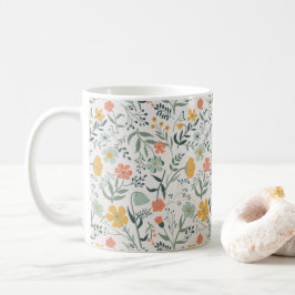 美しい植物花柄 コーヒーマグカップ