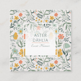 美しい植物花柄 スクエア名刺