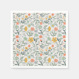 美しい植物花柄 スタンダードカクテルナプキン