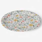 美しい植物花柄 ペーパープレート (アングル)