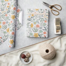 美しい植物花柄 ラッピングペーパー