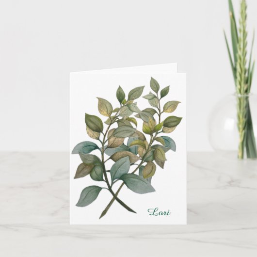 美しい植物/バジル折り畳みグリーティングカード シーズンカード (正面)