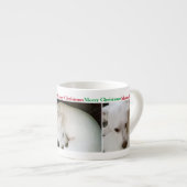 美しい極可愛い白い子犬のクリスマス エスプレッソカップ (正面右)