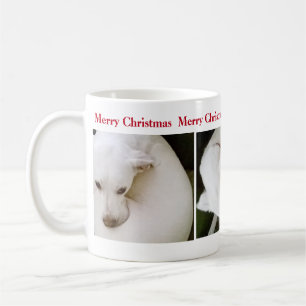 美しい極白の子犬のクリスマス コーヒーマグカップ