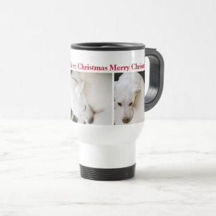 美しい極白の子犬のクリスマス トラベルマグ