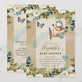 美しい楽しいパイロットベイビーボーイズシャワー招待状 招待状