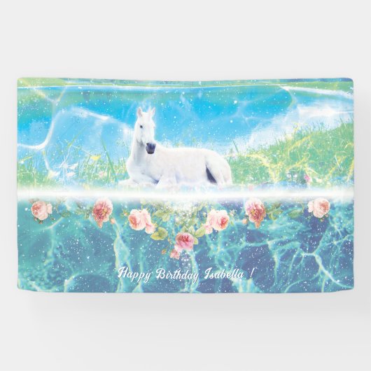 美しい楽園の夢の中のユニコーン オーダーメイド 横断幕 (横)