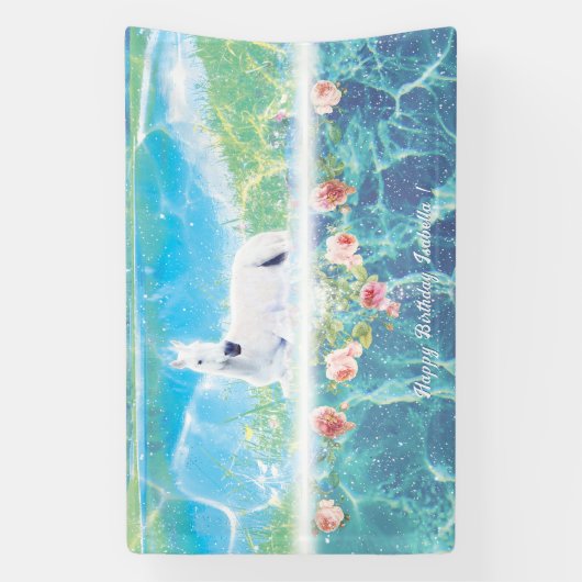 美しい楽園の夢の中のユニコーン オーダーメイド 横断幕 (縦)