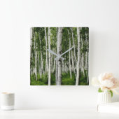 美しい樺の木ツリーフォレスト スクエア壁時計 (ホーム)