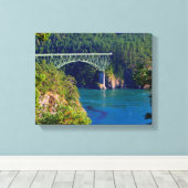 美しい橋、青い海、緑の木 キャンバスプリント (インサイチュ (ウッドフロア))