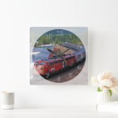 美しい機関車 スクエア壁時計 (ホーム)