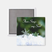 美しい歌を歌う私の心の冬のスノーフレーク・マグネット マグネット (正面/裏面)