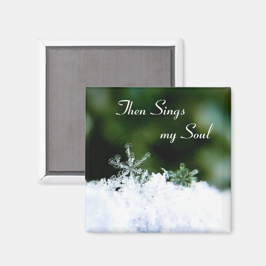 美しい歌を歌う私の心の冬のスノーフレーク・マグネット マグネット (正面/裏面)