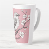 美しい歌鳥のイラスト カフェラテマグ (右アングル)