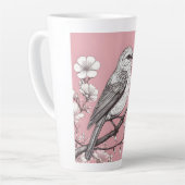 美しい歌鳥のイラスト カフェラテマグ (左アングル)