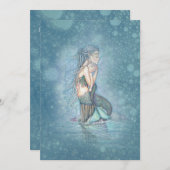 美しい母とベビー人魚の赤ちゃんシャワー 招待状 (正面/裏面)