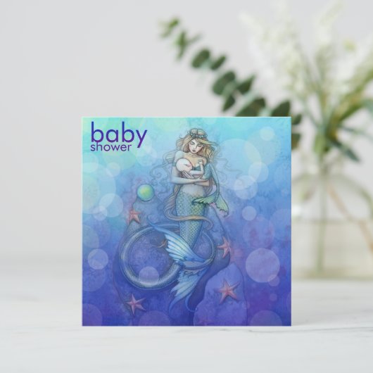 美しい母とベビー人魚の赤ちゃんシャワー 招待状 (スタンド正面)