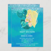 美しい母とベビー人魚シャワーの招待 (正面/裏面)