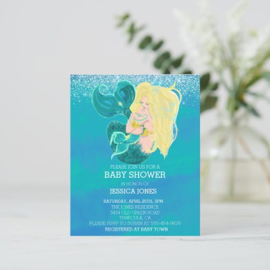 美しい母とベビー人魚シャワーの招待 (スタンド正面)