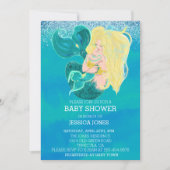 美しい母と赤ちゃんの人魚のシャワー 招待状 (正面)