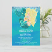美しい母と赤ちゃんの人魚のシャワー 招待状 (スタンド正面)