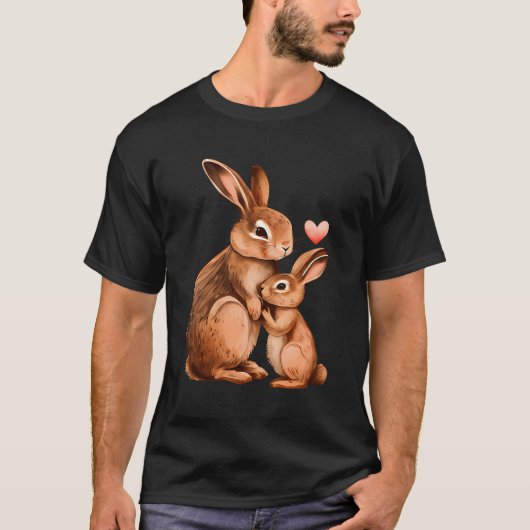 美しい母の子ムーム赤ん坊の動物 – ウサギR Tシャツ (正面)