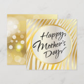 美しい母の日のゴールドカリグラフィー 招待状 (正面/裏面)