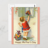 美しい母の日のポストカード ヴィンテージ画像付き ポストカード (正面/裏面)