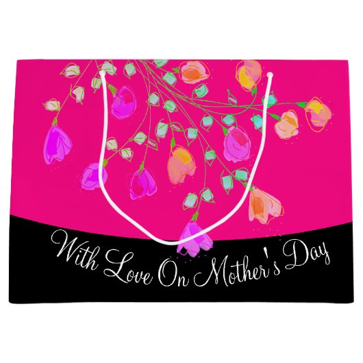 美しい母の日の花のギフトトートバッグ ラージペーパーバッグ (正面)