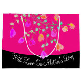 美しい母の日の花のギフトトートバッグ ラージペーパーバッグ (裏面)