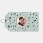 美しい母の日クイーンビー、花と写真 ギフトタグ (裏面横)