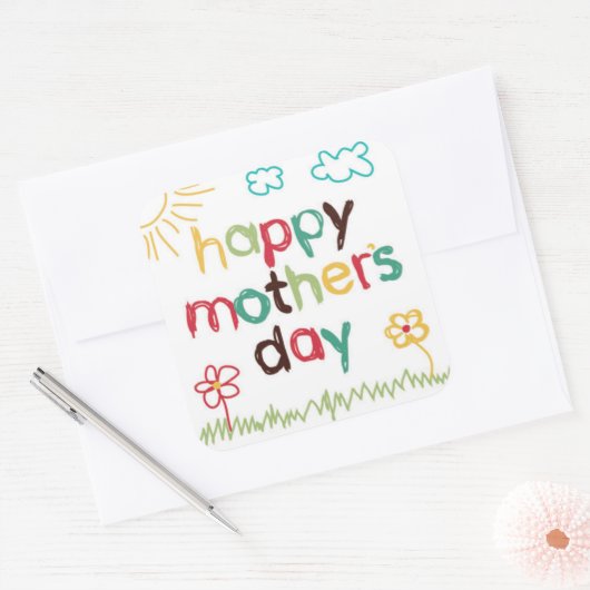 美しい母の日ステッカー スクエアシール (封筒)