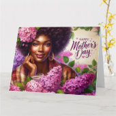 美しい母の日パープルライラックフローラ カード (黄色い花)