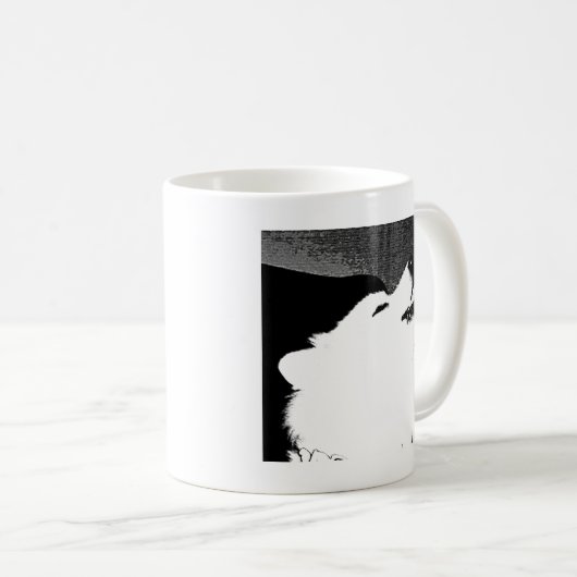 美しい毛皮で覆われたSamoyedの白犬 コーヒーマグカップ (正面右)