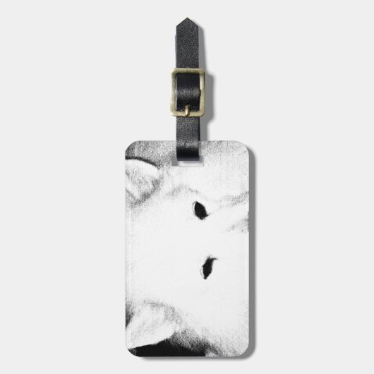 美しい毛皮で覆われたSamoyedの白犬 ラゲッジタグ (正面縦)