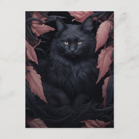 美しい毛皮の黒猫 ポストカード (正面)