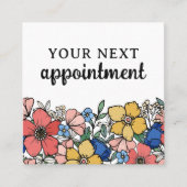 美しい民俗イエローブルーコーラルフローラル 予約カード (正面)