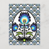 🐤🐤美しい民俗ブルーピサンカイースター卵 ポストカード (正面)