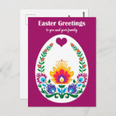 🐤🐤美しい民俗マルーンPysankaイースターエッグ ポストカード (正面/裏面)